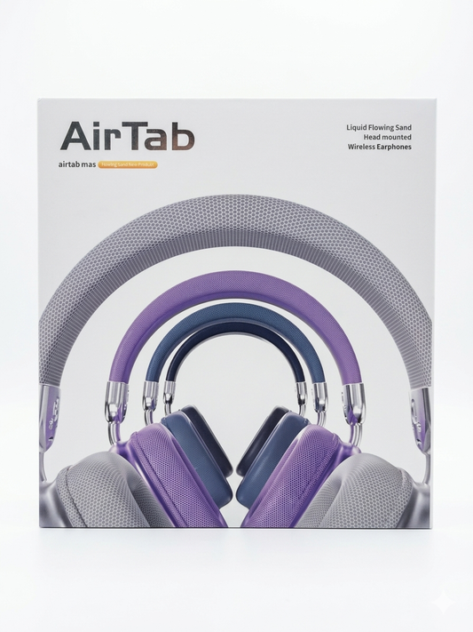 AirTab M8 Liquid Flowing Sand Wireless Headphones – Bluetooth 5.3 Over-Ear Headset with RGB Glitter Effect