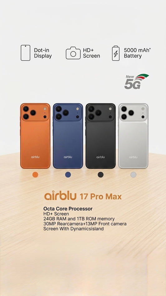 Airblu 17 Pro Max 5G Smartphone – 6.8" HD+ Display, 24GB RAM, 1TB ROM, 5000mAh Battery, Dual SIM